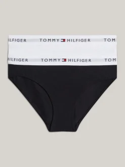 Bielizna & Skarpetki*Tommy Hilfiger Zestaw 2 Par Fig Z Logo Na Pasku BLACK/ WHITE