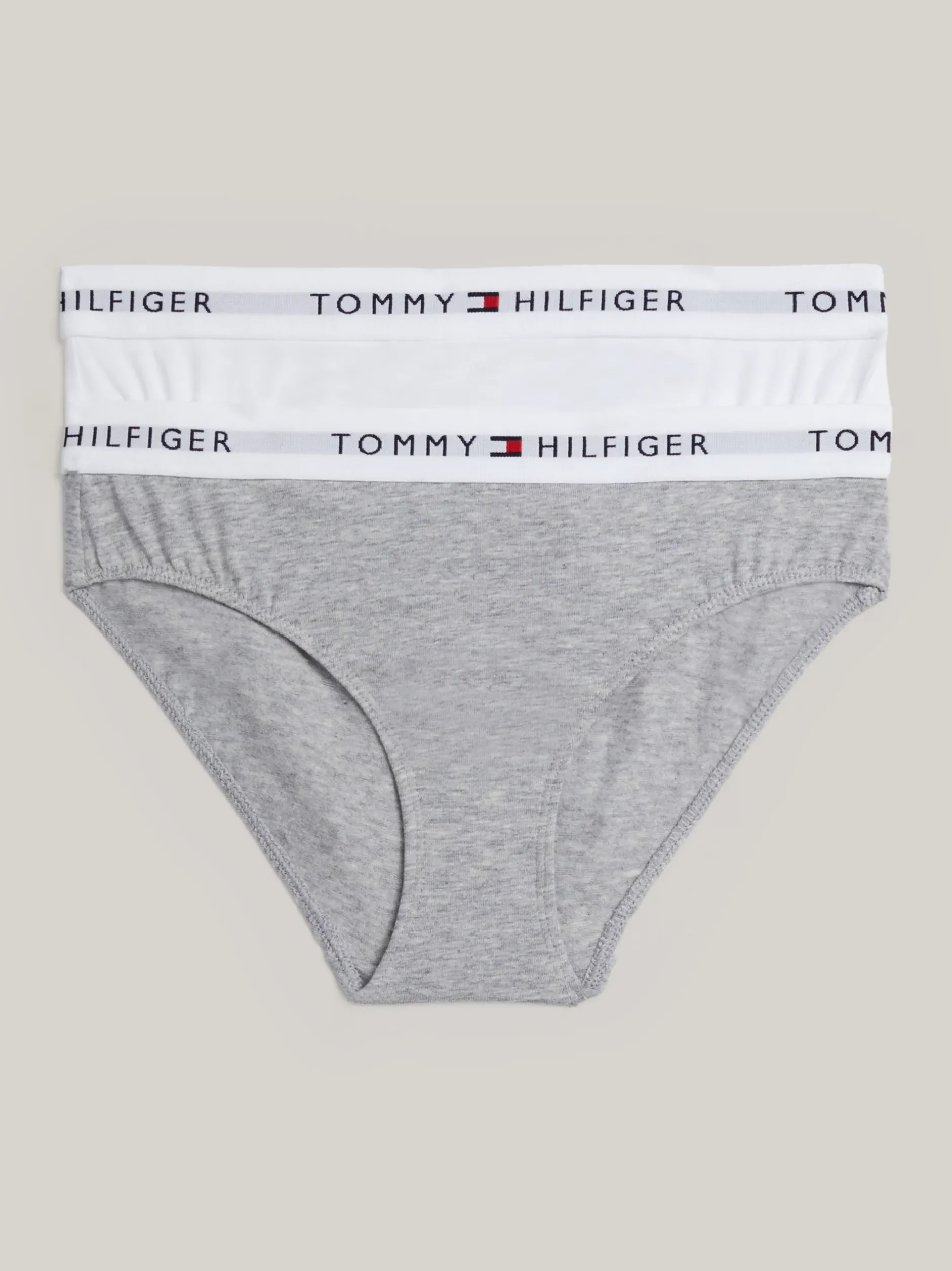 Bielizna & Skarpetki*Tommy Hilfiger Zestaw 2 Par Fig Z Logo Na Pasku WHITE/LIGHT GREY HEATHER
