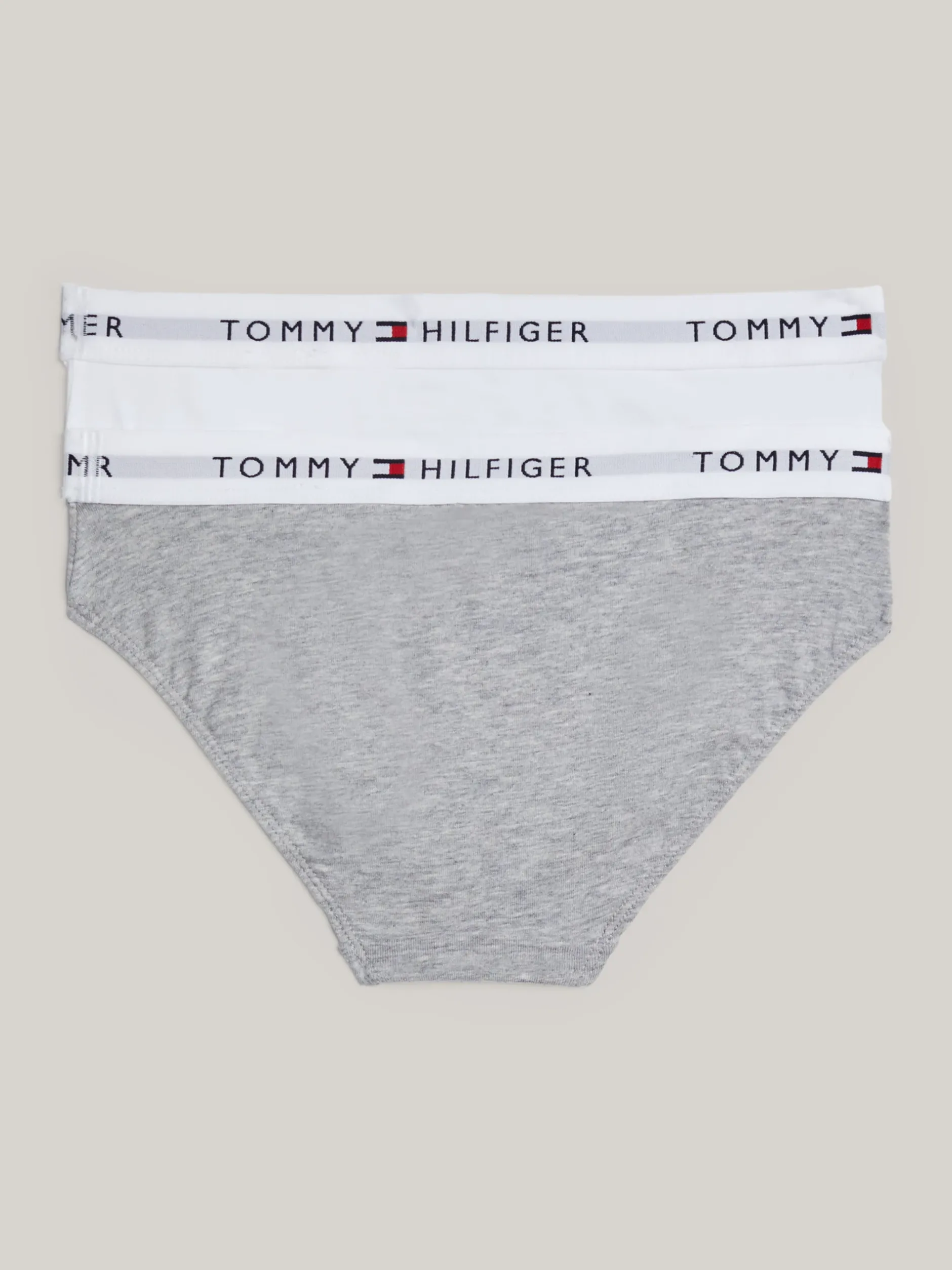 Bielizna & Skarpetki*Tommy Hilfiger Zestaw 2 Par Fig Z Logo Na Pasku WHITE/LIGHT GREY HEATHER
