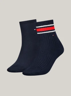 Skarpetki & Rajstopy*Tommy Hilfiger Zestaw 2 Par Krótkich Prążkowanych Skarpetek NAVY / RED