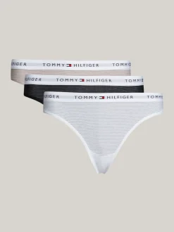 Figi|Bielizna*Tommy Hilfiger Zestaw 3 Par Siateczkowych Fig Z Logo Na Pasku WHITE/BLACK/BALANCED BEIGE