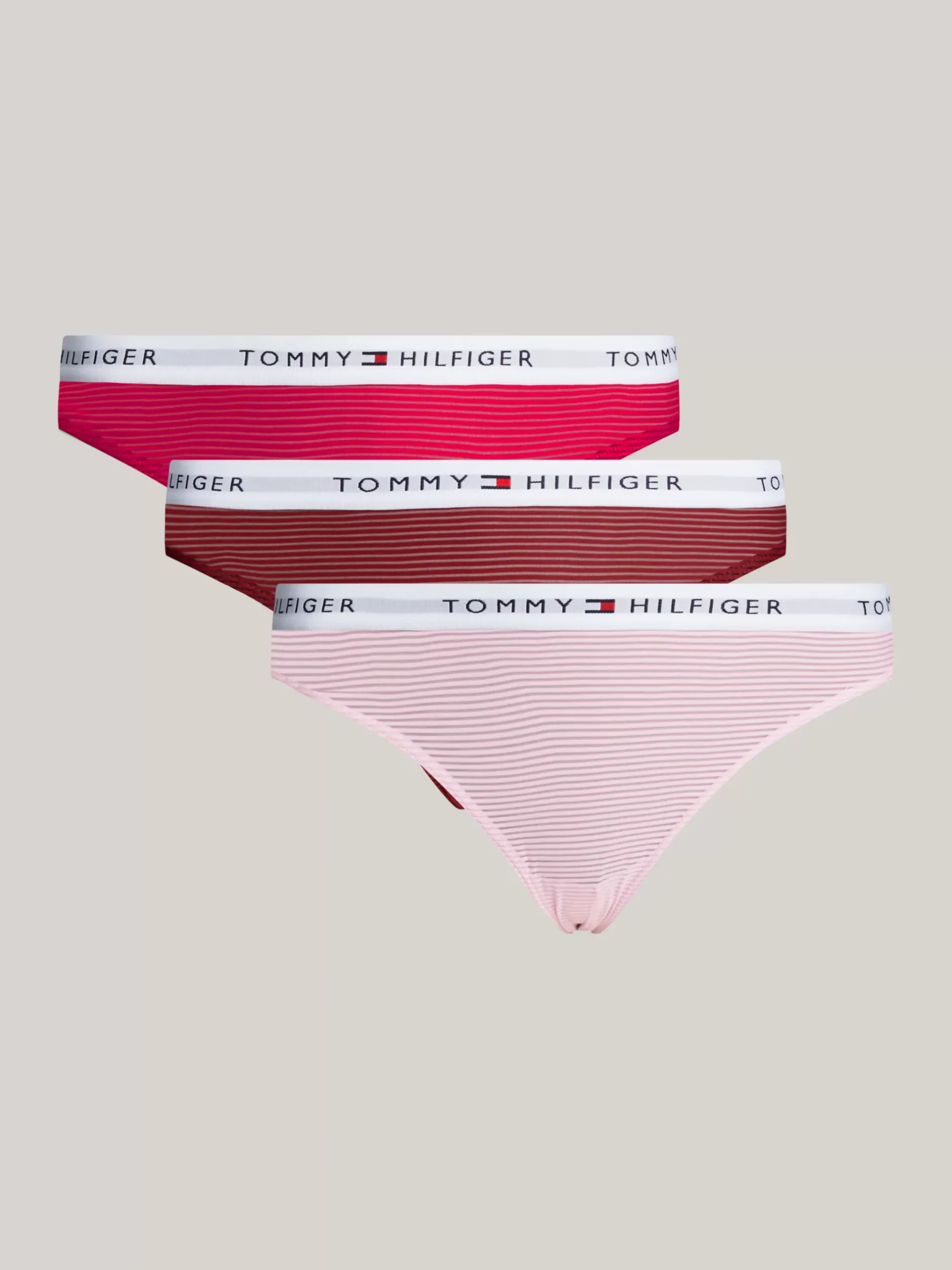 Figi|Bielizna*Tommy Hilfiger Zestaw 3 Par Siateczkowych Fig Z Logo Na Pasku PEARLY PINK/DEEP ROUGE/CRIMSON