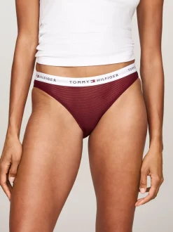 Figi|Bielizna*Tommy Hilfiger Zestaw 3 Par Siateczkowych Fig Z Logo Na Pasku PEARLY PINK/DEEP ROUGE/CRIMSON