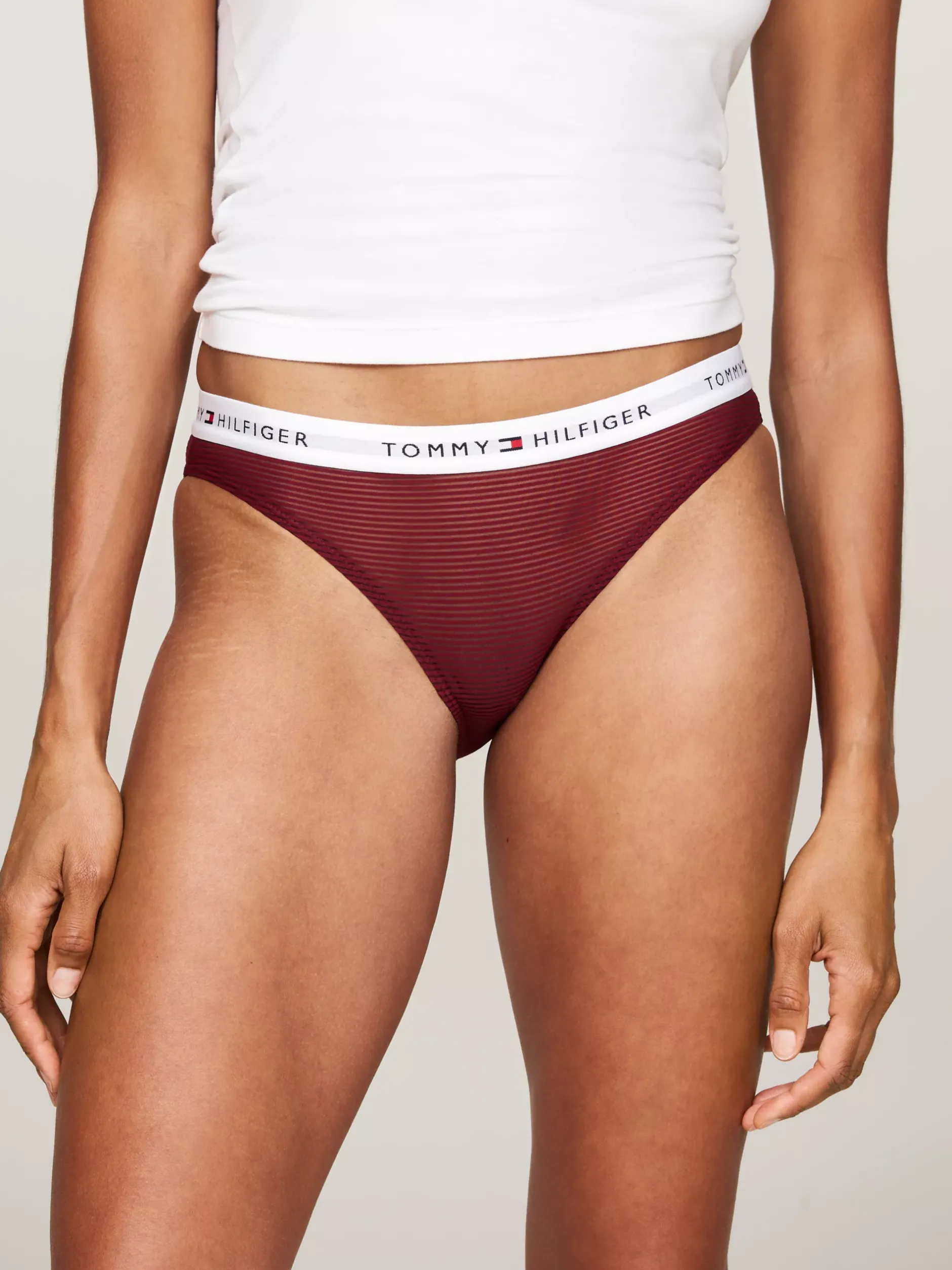 Figi|Bielizna*Tommy Hilfiger Zestaw 3 Par Siateczkowych Fig Z Logo Na Pasku PEARLY PINK/DEEP ROUGE/CRIMSON