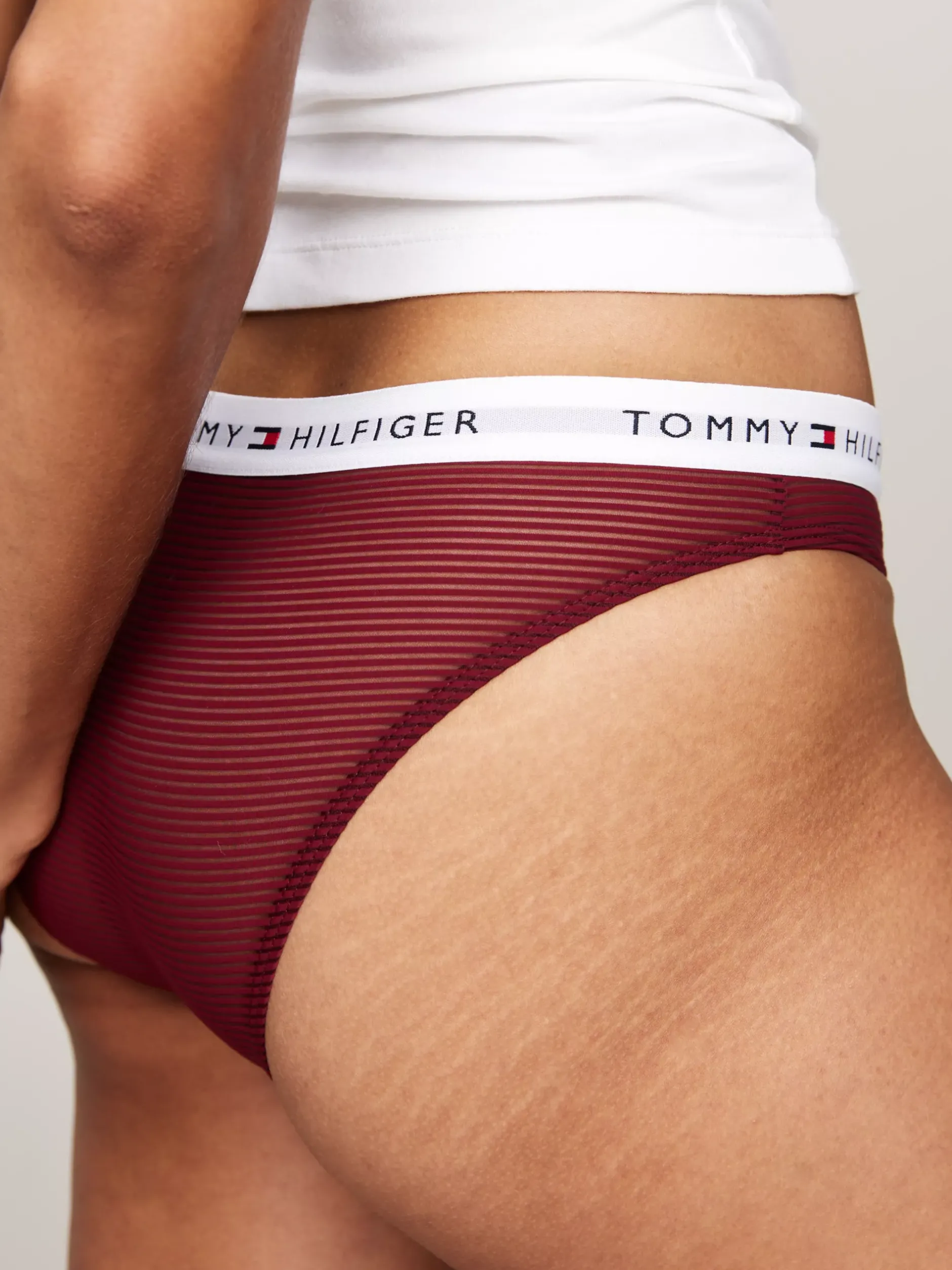 Figi|Bielizna*Tommy Hilfiger Zestaw 3 Par Siateczkowych Fig Z Logo Na Pasku PEARLY PINK/DEEP ROUGE/CRIMSON