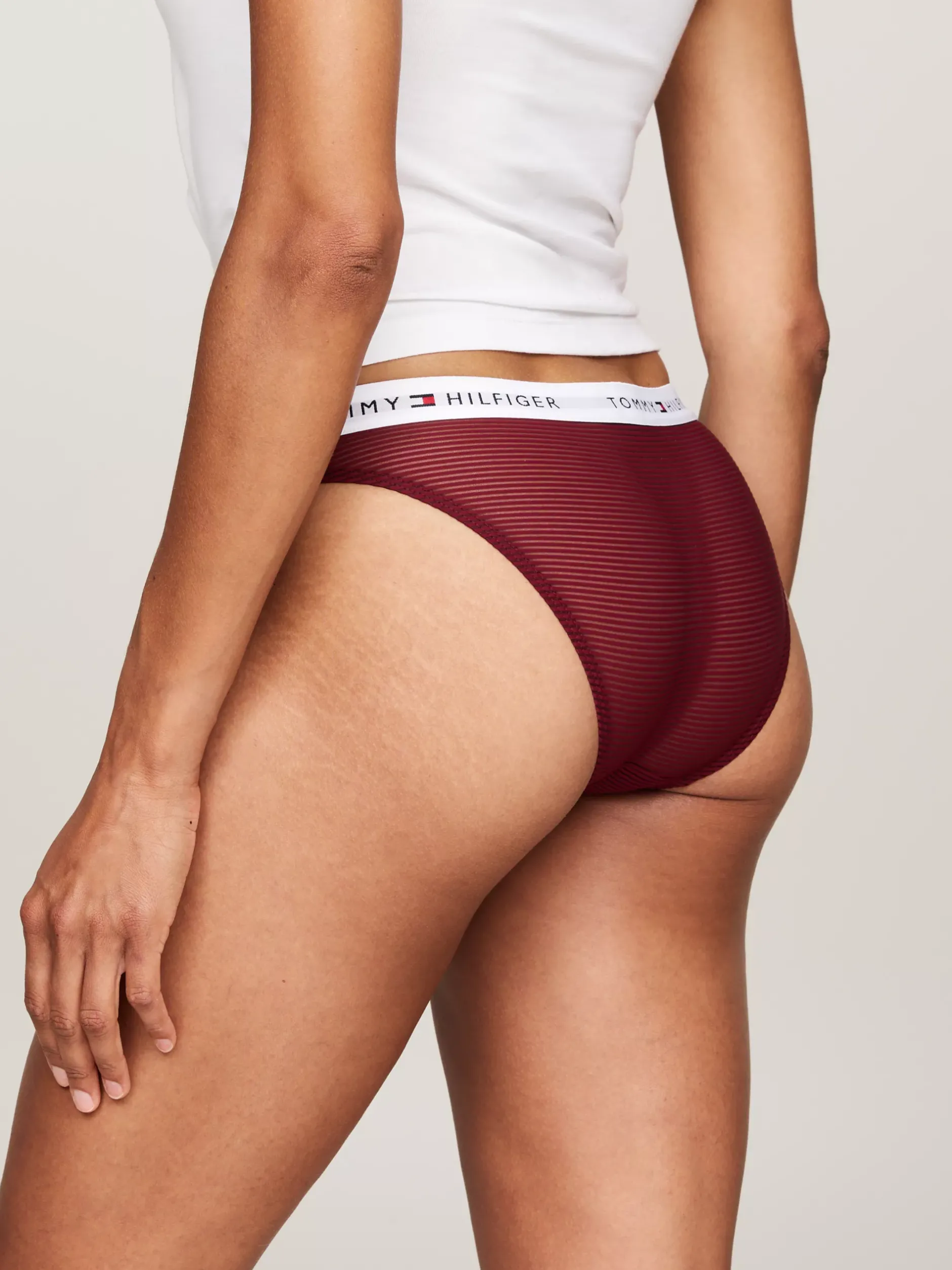 Figi|Bielizna*Tommy Hilfiger Zestaw 3 Par Siateczkowych Fig Z Logo Na Pasku PEARLY PINK/DEEP ROUGE/CRIMSON