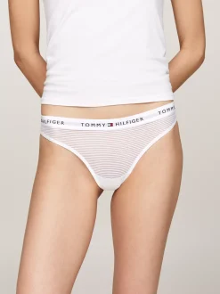 Figi|Bielizna*Tommy Hilfiger Zestaw 3 Par Siateczkowych Thongów Z Logo WHITE/BLACK/BALANCED BEIGE