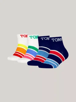 Bielizna & Skarpetki|Underwear & Socks*Tommy Hilfiger Zestaw 4 Par Skarpetek Do Kostki W Paski NAVY BLUE
