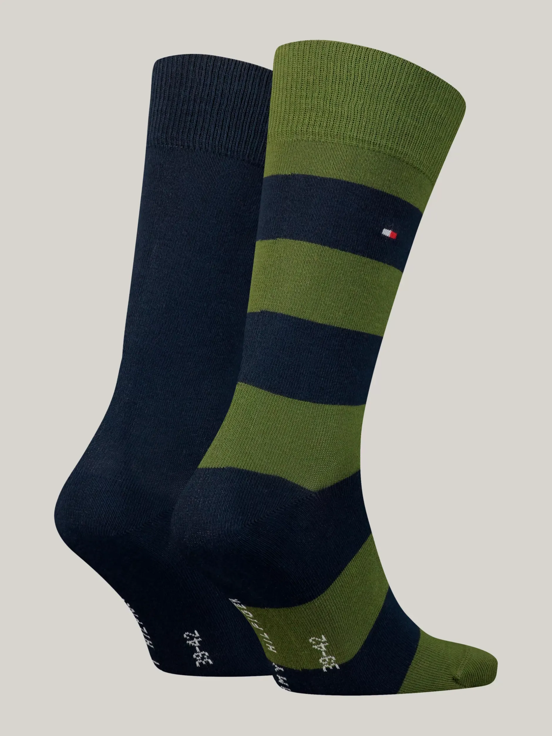 Skarpetki*Tommy Hilfiger Zestaw 2 Par Skarpetek W Paski Rugby ARMY GREEN