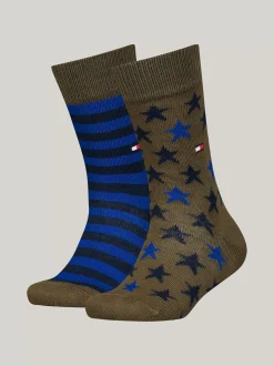 Bielizna & Skarpetki|Underwear & Socks*Tommy Hilfiger Zestaw 2 Par Skarpetek W Paski I Gwiazdki OLIVE / BLUE