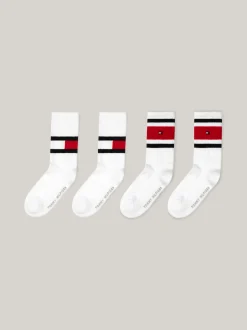Bielizna & Skarpetki|Underwear & Socks*Tommy Hilfiger Zestaw 4 Par Skarpetek Z Motywem Flagi WHITE