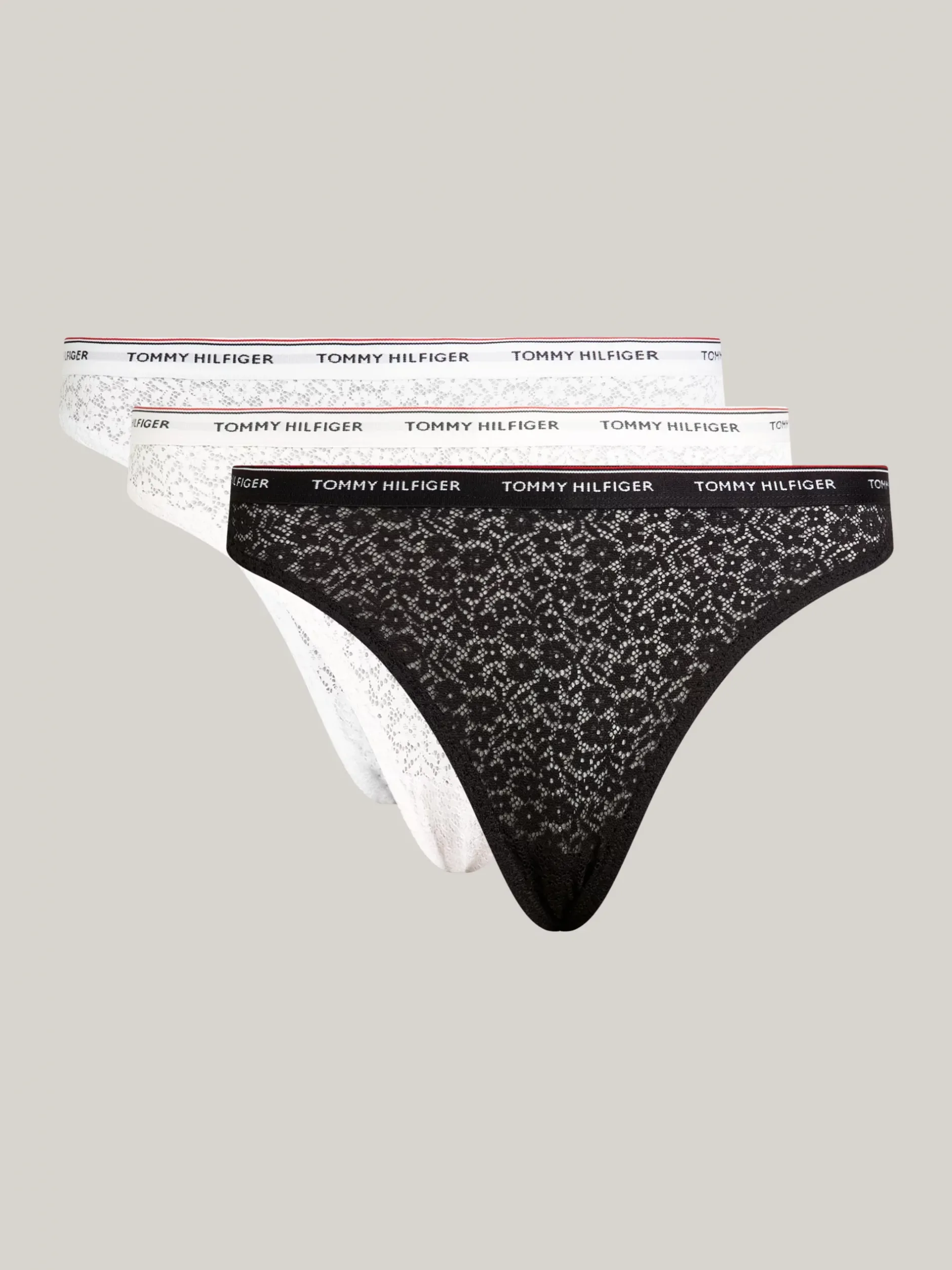 Figi|Bielizna*Tommy Hilfiger Zestaw 3 Par Thongów Premium Essential BLACK/WHITE/LIGHT PINK
