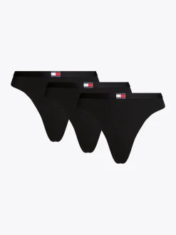 Figi|Bielizna*Tommy Hilfiger Zestaw 3 Par Thongów TH Heritage BLACK/ BLACK / BLACK