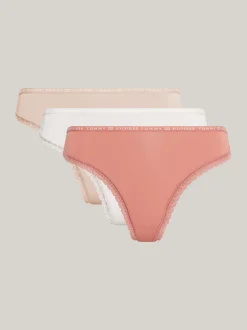 Figi|Bielizna*Tommy Hilfiger Zestaw 3 Par Thongów Z Kwiatową Koronką MINERALIZE/BALANCED BEIGE/PALE PINK