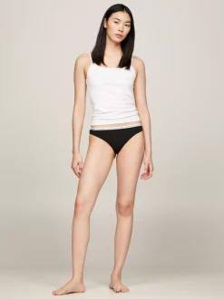 Figi|Bielizna*Tommy Hilfiger Zestaw 3 Par Thongów Z Logo Na Pasku BLACK/ BLACK / BLACK