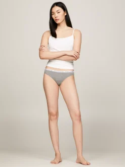 Figi|Bielizna*Tommy Hilfiger Zestaw 3 Par Thongów Z Logo Na Pasku MEDIUM GREY HTR/WHITE/BLACK