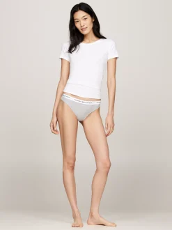 Figi|Bielizna*Tommy Hilfiger Zestaw 3 Par Thongów Z Logo Na Pasku WHITE/ BLACK/ GREY HEATHER