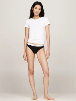 Figi|Bielizna*Tommy Hilfiger Zestaw 3 Par Thongów Z Logo Na Pasku BLACK/ BLACK / BLACK
