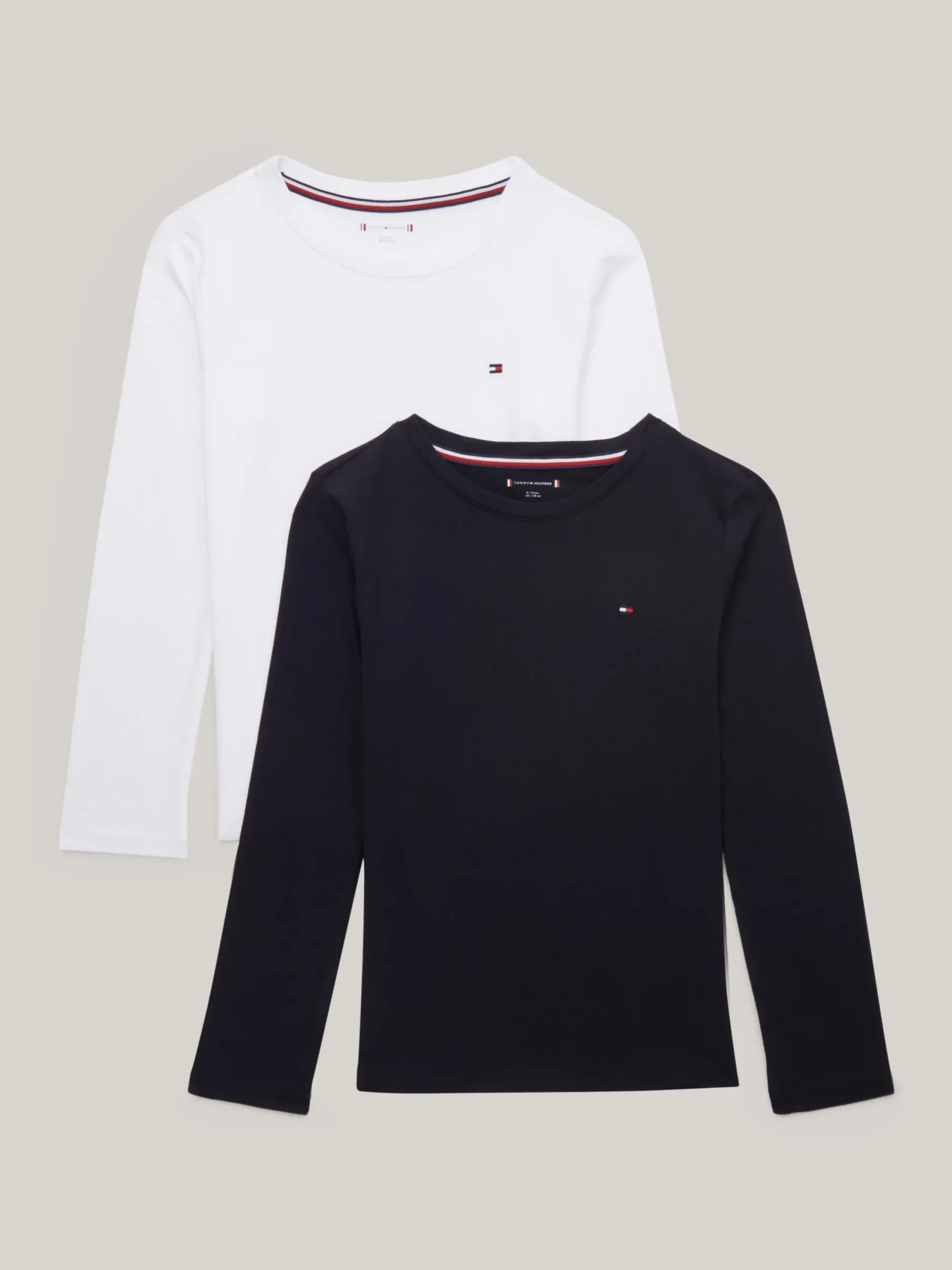 T-Shirty I Koszulki Polo|Underwear & Socks*Tommy Hilfiger Zestaw 2 T-shirtów Z Długim Rękawem I Flagą DESERT SKY/WHITE