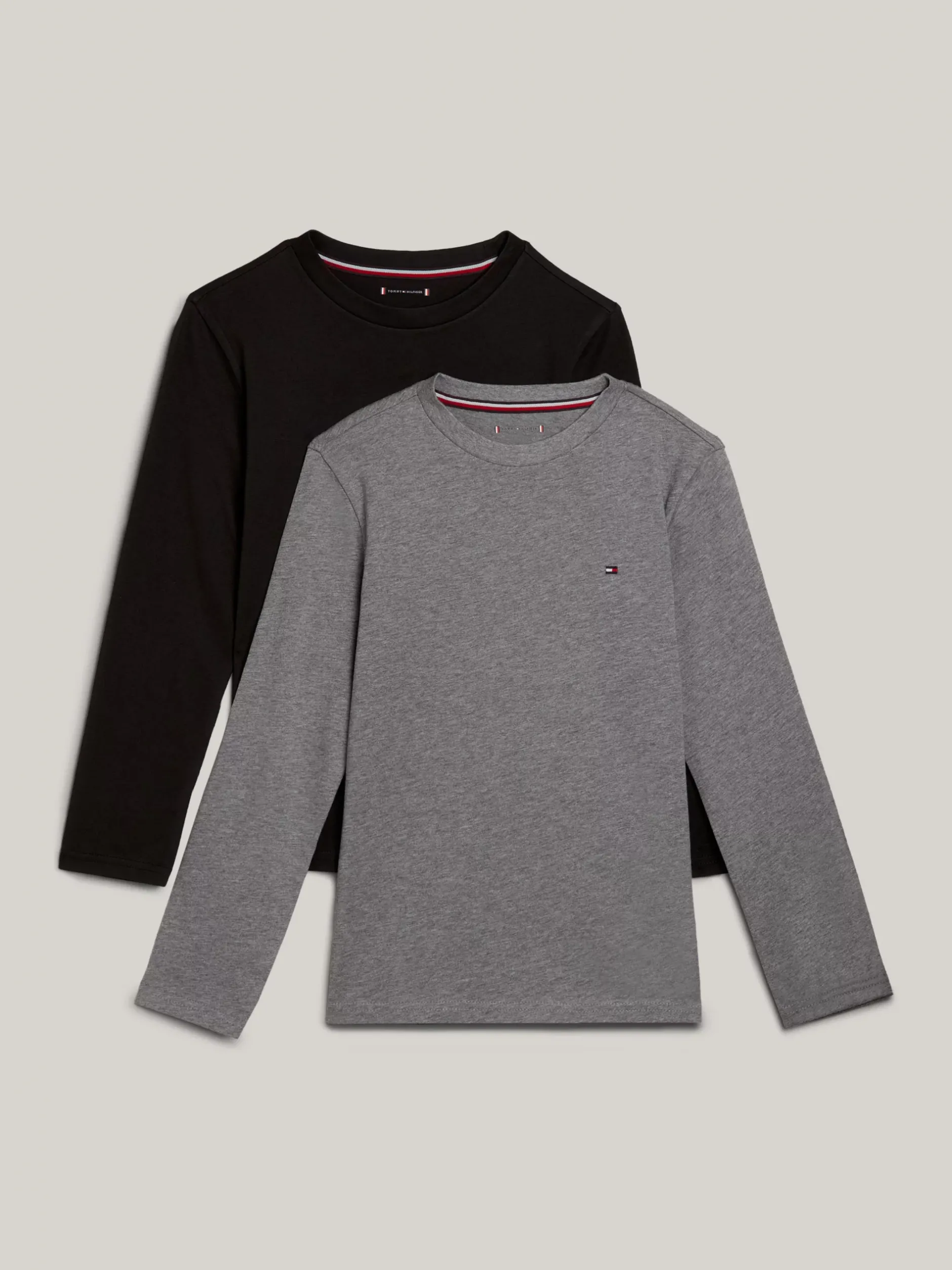 Underwear & Socks|T-Shirty I Koszulki Polo*Tommy Hilfiger Zestaw 2 T-shirtów Z Długim Rękawem I Flagą MEDIUM GREY HT/BLACK
