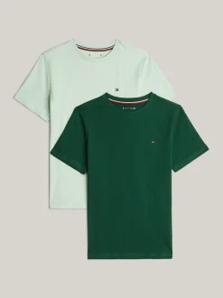 Underwear & Socks*Tommy Hilfiger Zestaw 2 T-shirtów Z Wyhaftowaną Flagą ORNAMENTAL GREEN/MINTY ESSENCE