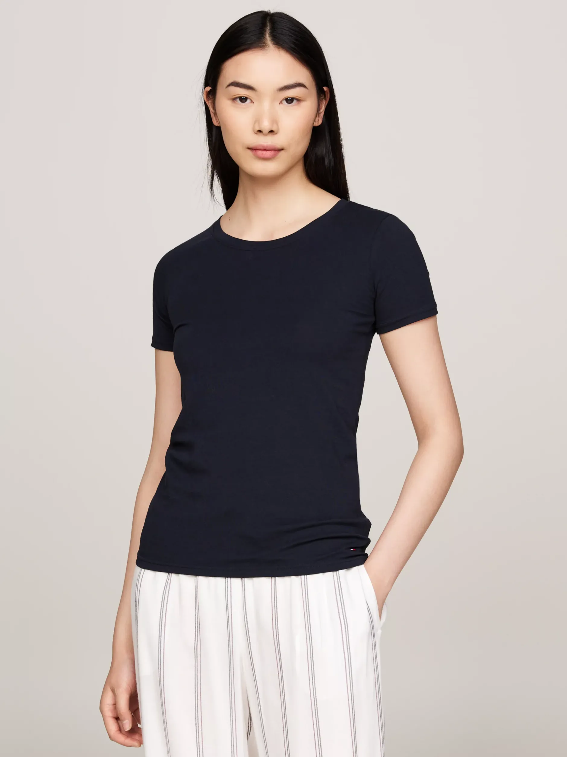 Stroje Domowe*Tommy Hilfiger Zestaw 2 T-shirtów Z Wyhaftowaną Flagą WHITE/ DESERT SKY