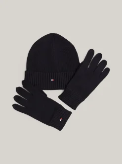 Czapki I Szaliki*Tommy Hilfiger Zestaw: Czapka Beanie I Rękawiczki Z Kaszmirem BLACK