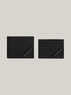 Portfele & Breloczki Do Kluczy*Tommy Hilfiger Zestaw Dwóch Skórzanych Etui Na Karty BLACK