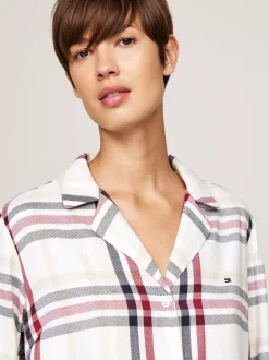 Piżamy & Odziez Nocna*Tommy Hilfiger Zestaw: Piżama I Klapki TH Original HERITAGE CHECK IVORY