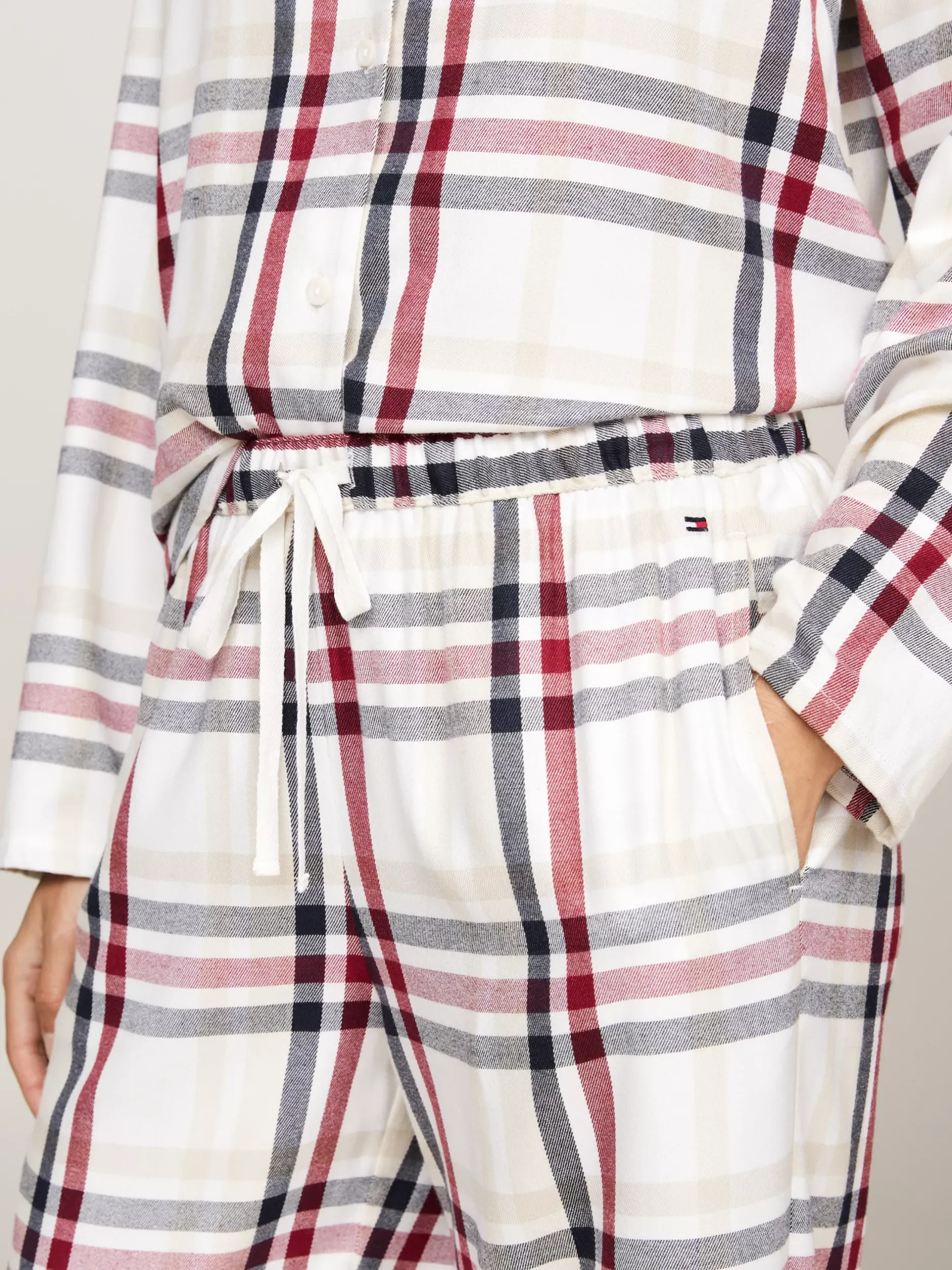 Piżamy & Odziez Nocna*Tommy Hilfiger Zestaw: Piżama I Klapki TH Original HERITAGE CHECK IVORY
