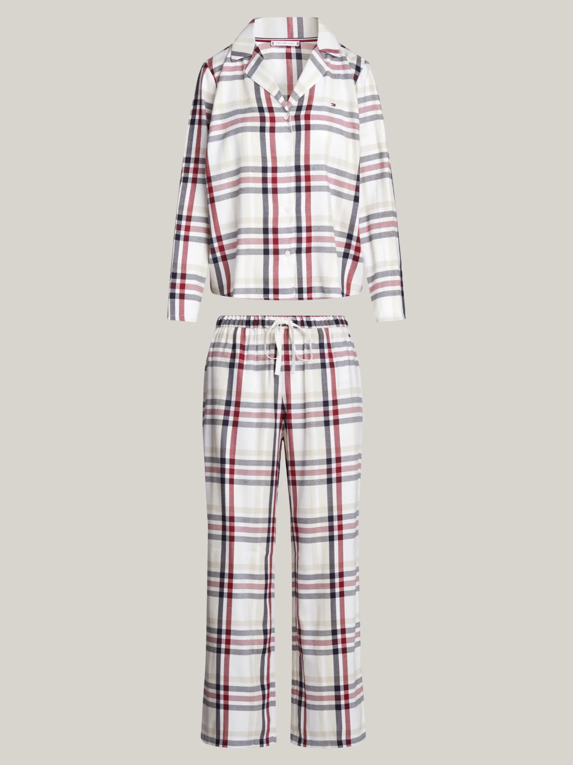 Piżamy & Odziez Nocna*Tommy Hilfiger Zestaw: Piżama I Klapki TH Original HERITAGE CHECK IVORY