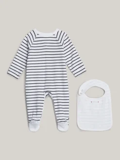 Dziewczynki|Chłopcy*Tommy Hilfiger Zestaw Upominkowy Z Kombinezonem I śliniakiem ANCIENT WHITE DESERT SKY STRIPE