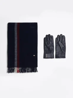 Czapki I Szaliki*Tommy Hilfiger Zestaw Z Szalikiem I Rękawiczkami Corporate SPACE BLUE